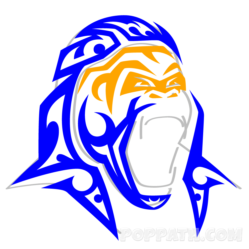 1000x1000 How To Draw A Gorilla Tribal Tattoo Pop Path