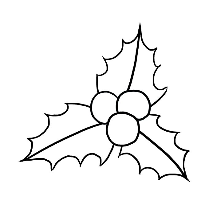 680x678 How To Draw Holly For Christmas