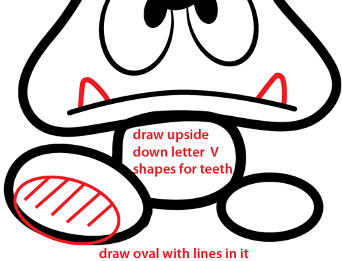500x382 How To Draw Goomba From Mario Oliver's Owl Post