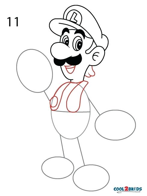 489x650 Luigi Drawing How To Draw Step