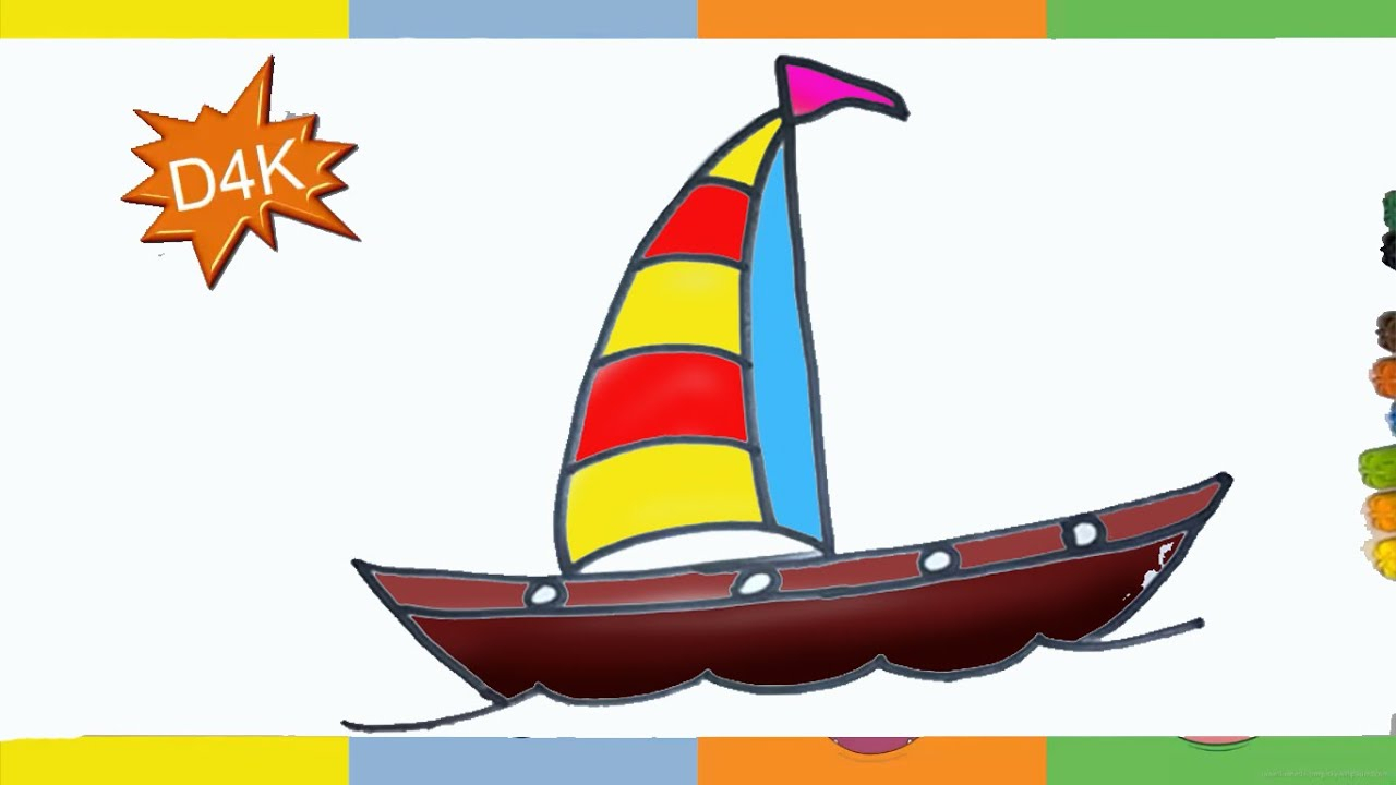 1280x720 Boat Drawing For Kids And How To Draw Sailboat Stepstep For Kids