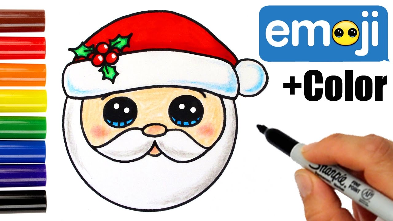 1280x720 How To Draw Santa Head Emoji Super Easy