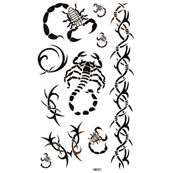 355x355 King Horse Barbed Wire Scorpion Body Art Temporary