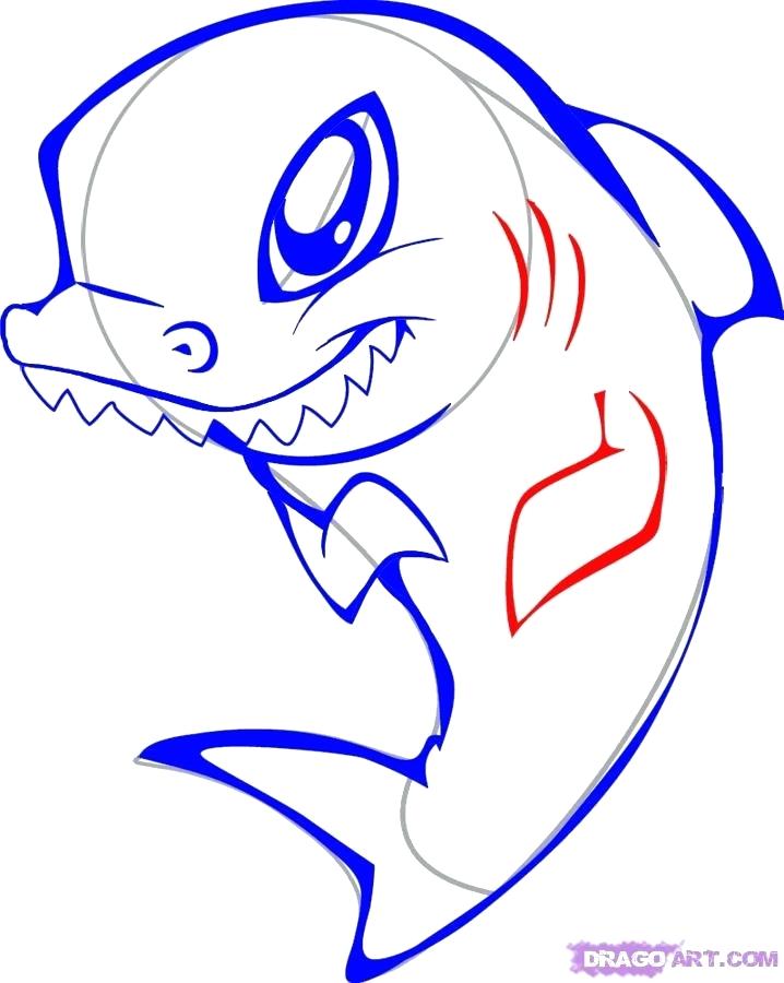 718x900 Easy Sharks To Draw Draw Great White Shark Easy Shark Drawing