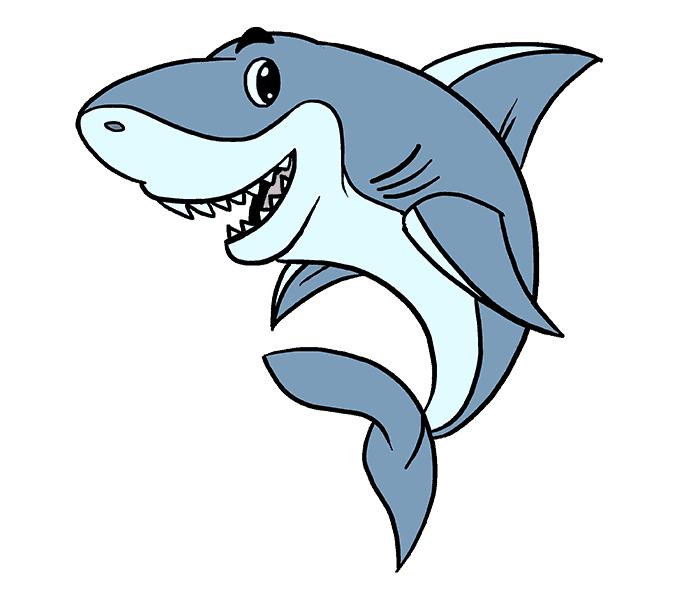 678x600 How To Draw A Cartoon Shark Easy Step