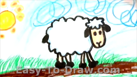 458x258 How To Draw A Cartoon Sheep For Kids Easy