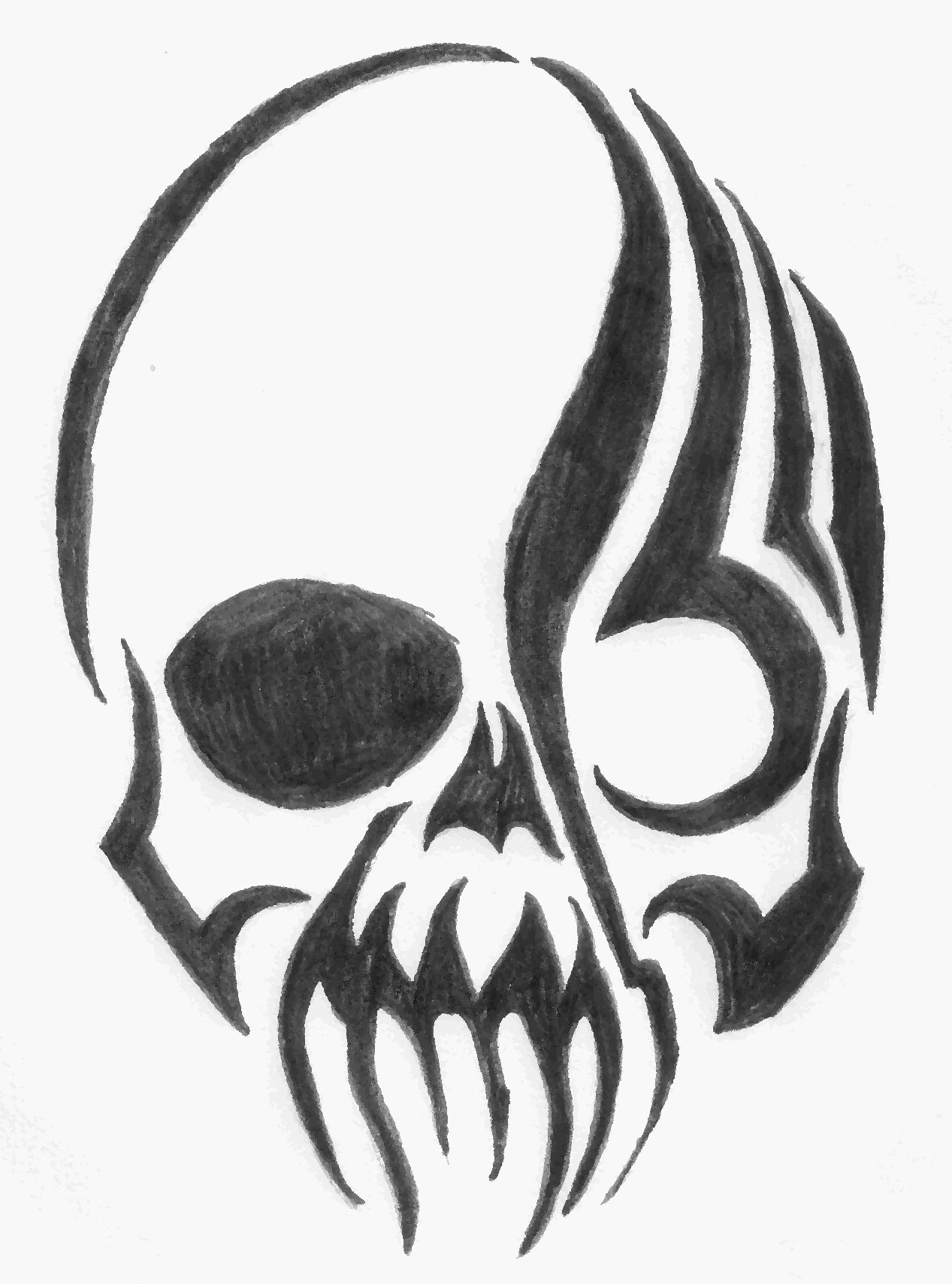 1267x1708 Easy Skull Drawings With Flames Cool Easy Skulls To Draw Fire