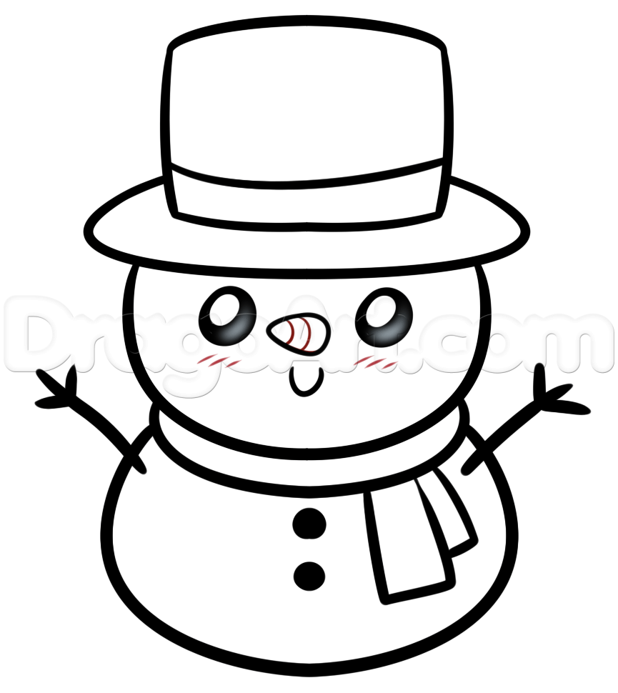 865x970 Drawing A Kawaii Frosty The Snowman, Step
