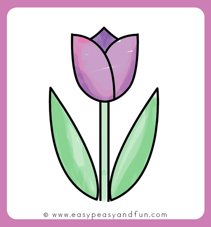700x754 How To Draw A Tulip For Kids