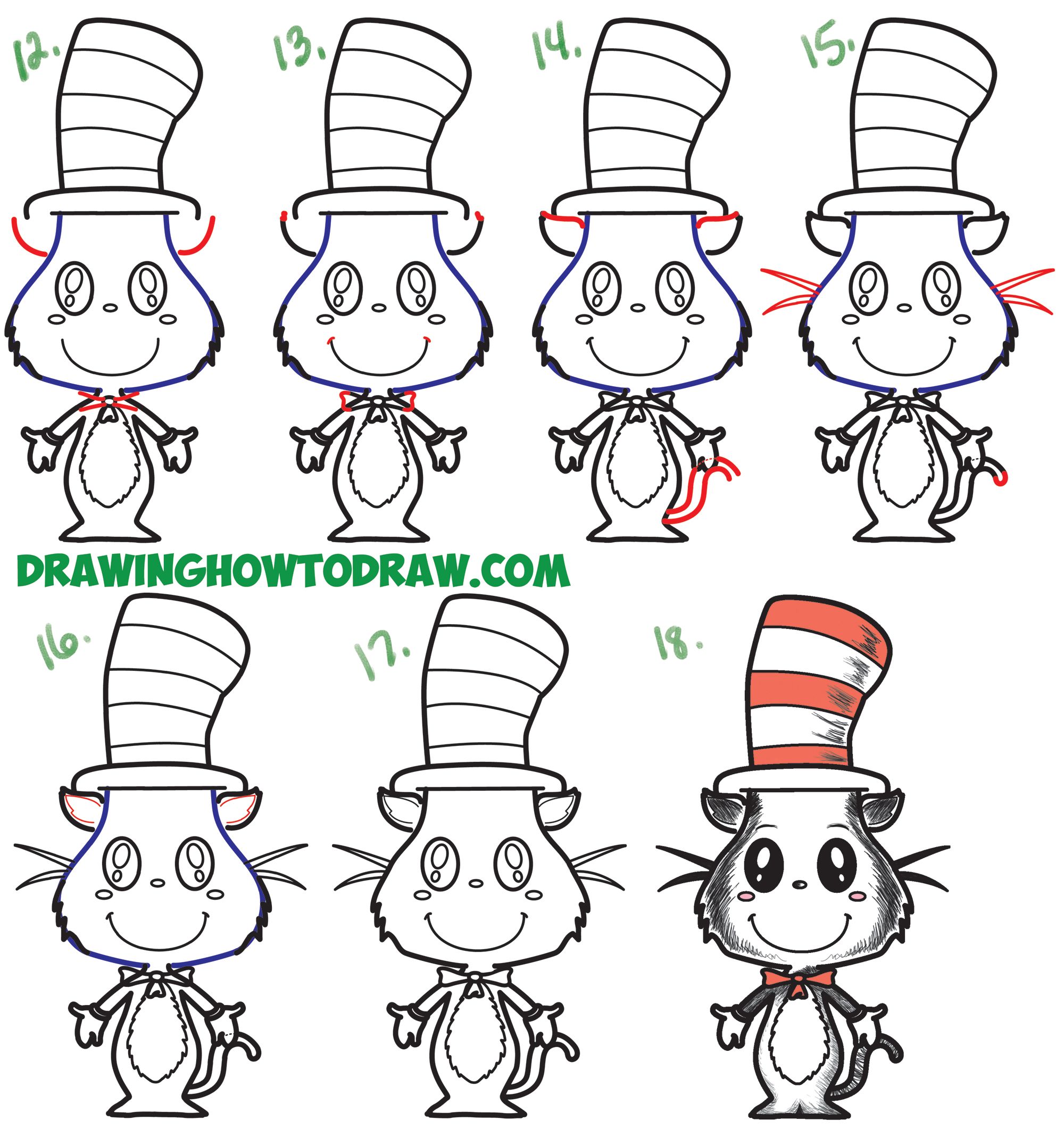 2000x2137 How To Draw The Cat In The Hat Cute Kawaii Chibi Version Easy