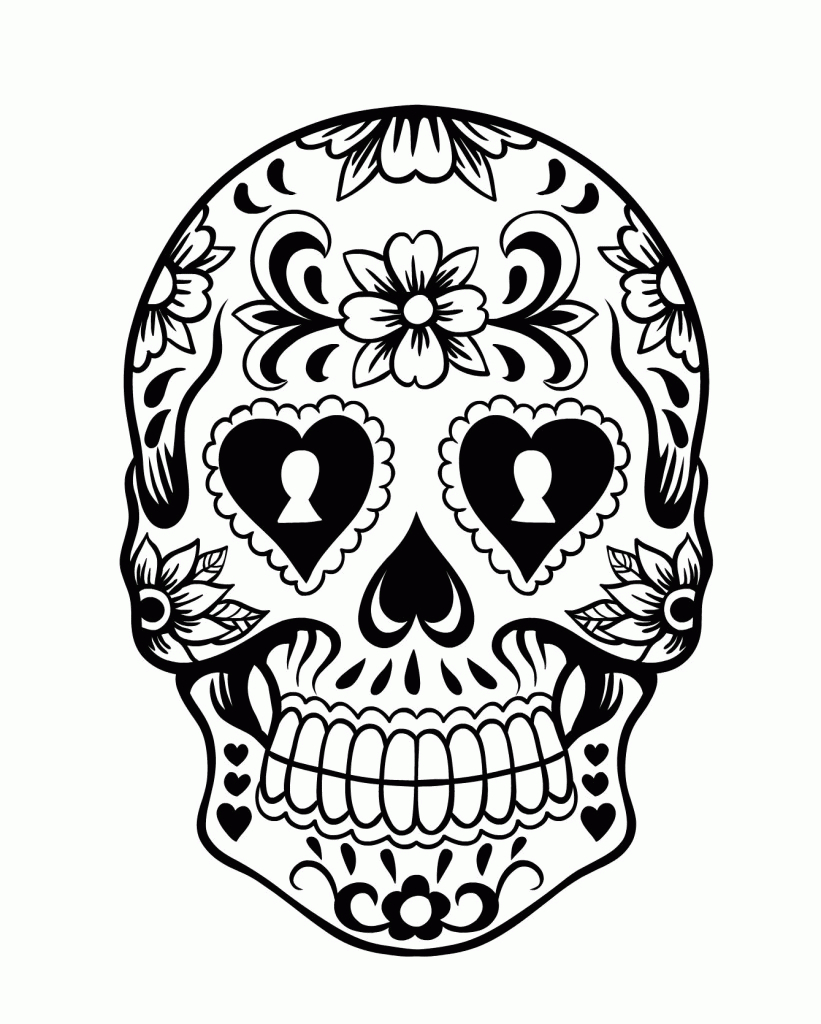 821x1024 Easy Sugar Skull Clipart