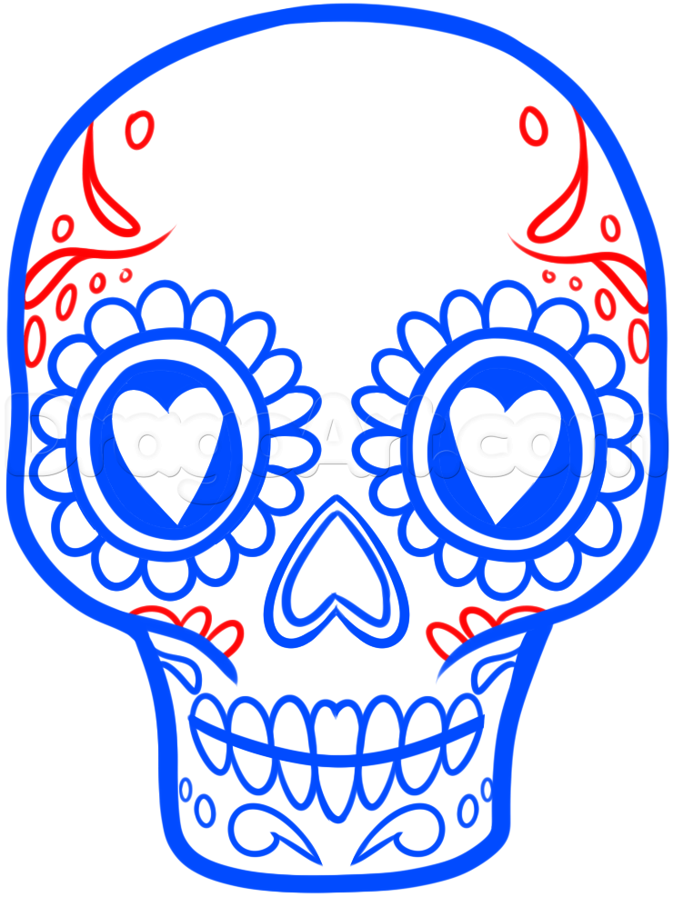 740x987 How To Draw A Sugar Skull Easy, Step