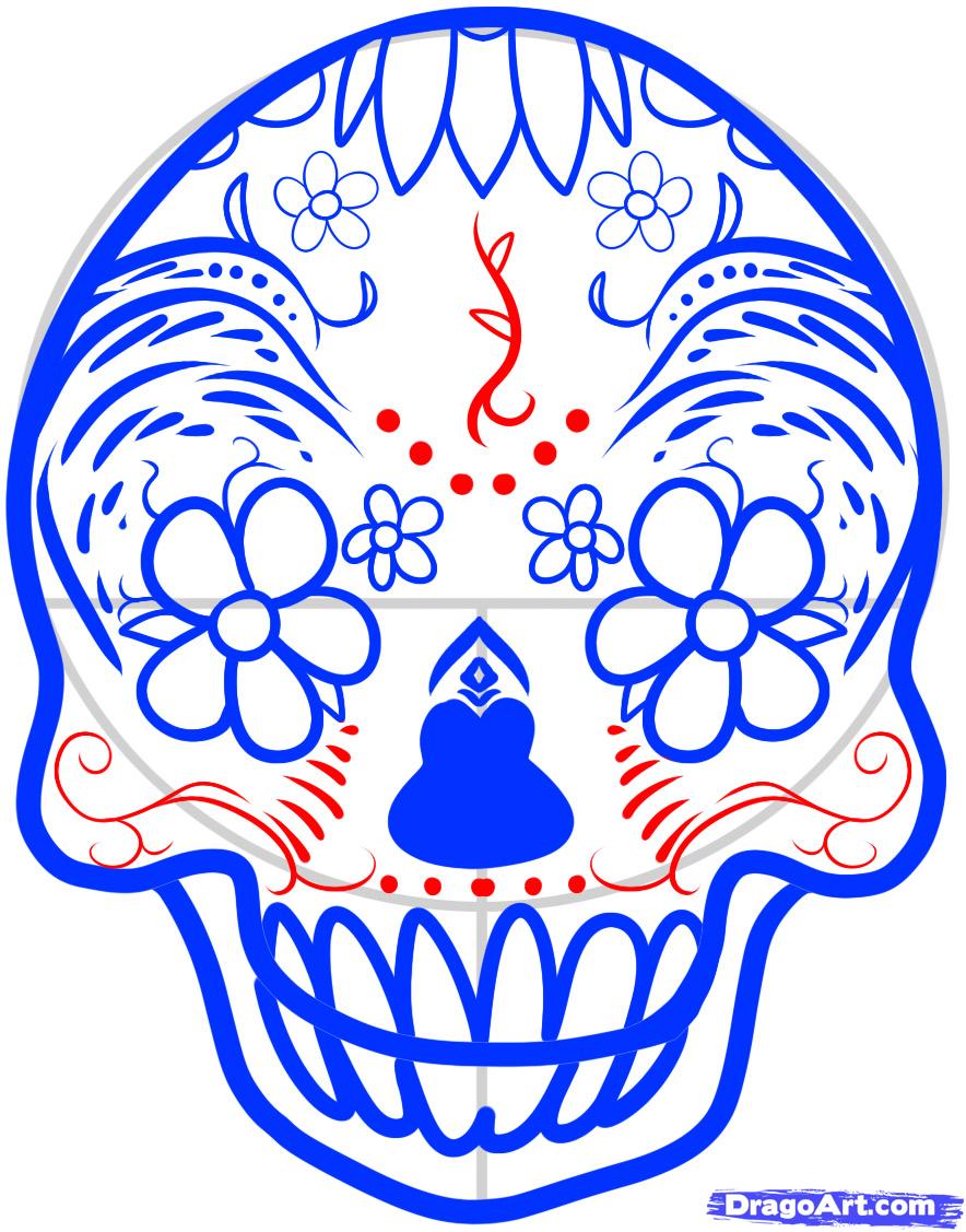 884x1127 How To Draw A Sugar Skull Step