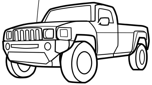 580x326 Easy Truck Coloring Pages