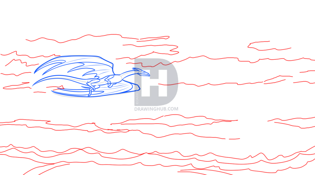 1080x600 Drawing A Flying Dragon Easy, Step