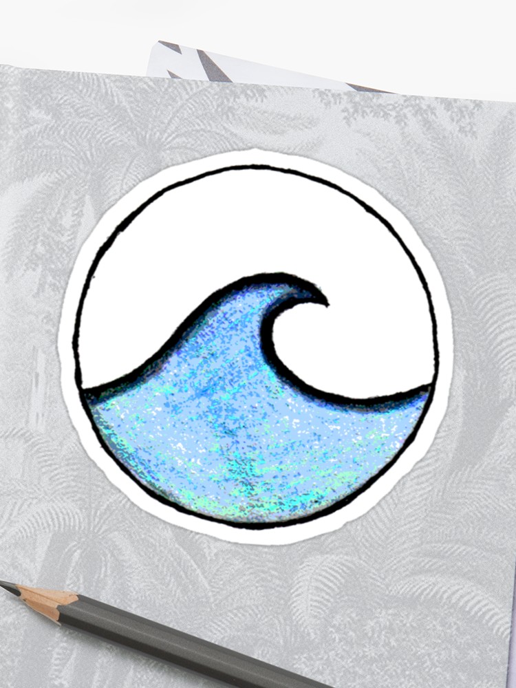 750x1000 Easy Blue With Vivid Teal Wave Circle Sticker