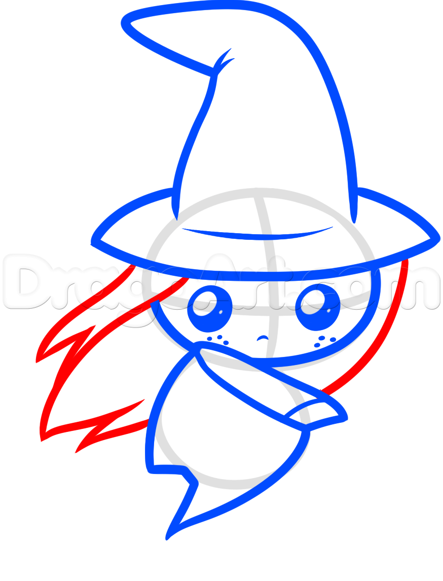 874x1146 How To Draw A Cute Witch, Step