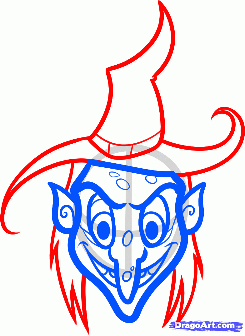 Cool Easy Simple Witch Face Drawing.