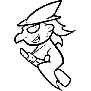 302x302 How To Draw A Witch For Kids, Step