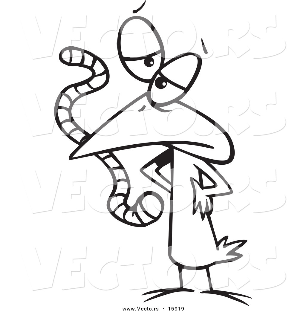 1024x1044 Vector Of A Cartoon Bird Eating A Worm