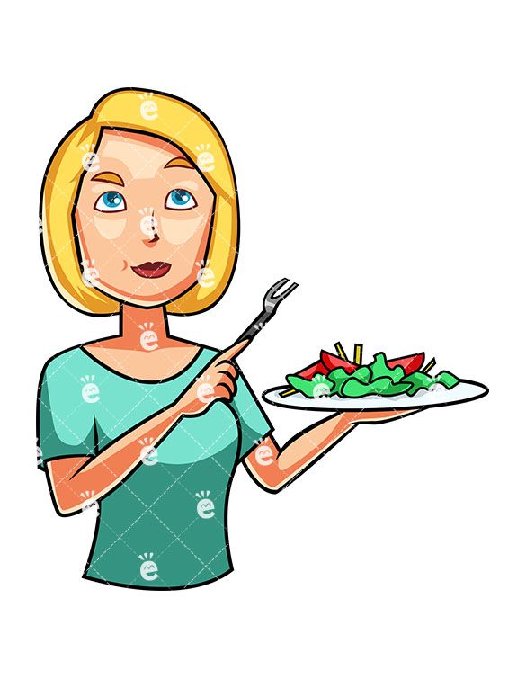 585x755 a woman eating a salad food drink clipart salad, food, women