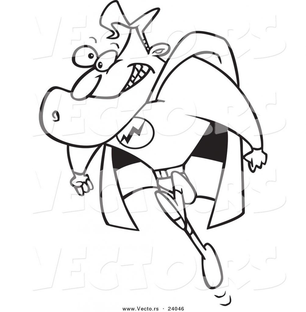 1004x1024 Vector Of A Cartoon Running Super Guy Coloring