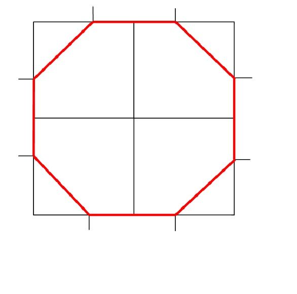 586x580 Draw A Regular Octagon Using A Rigid Square Template, A Straight