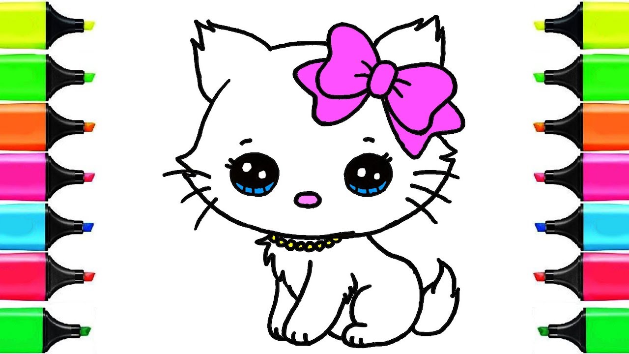 1280x720 Little Kitten Learn Colors And Teaching How To Draw Education