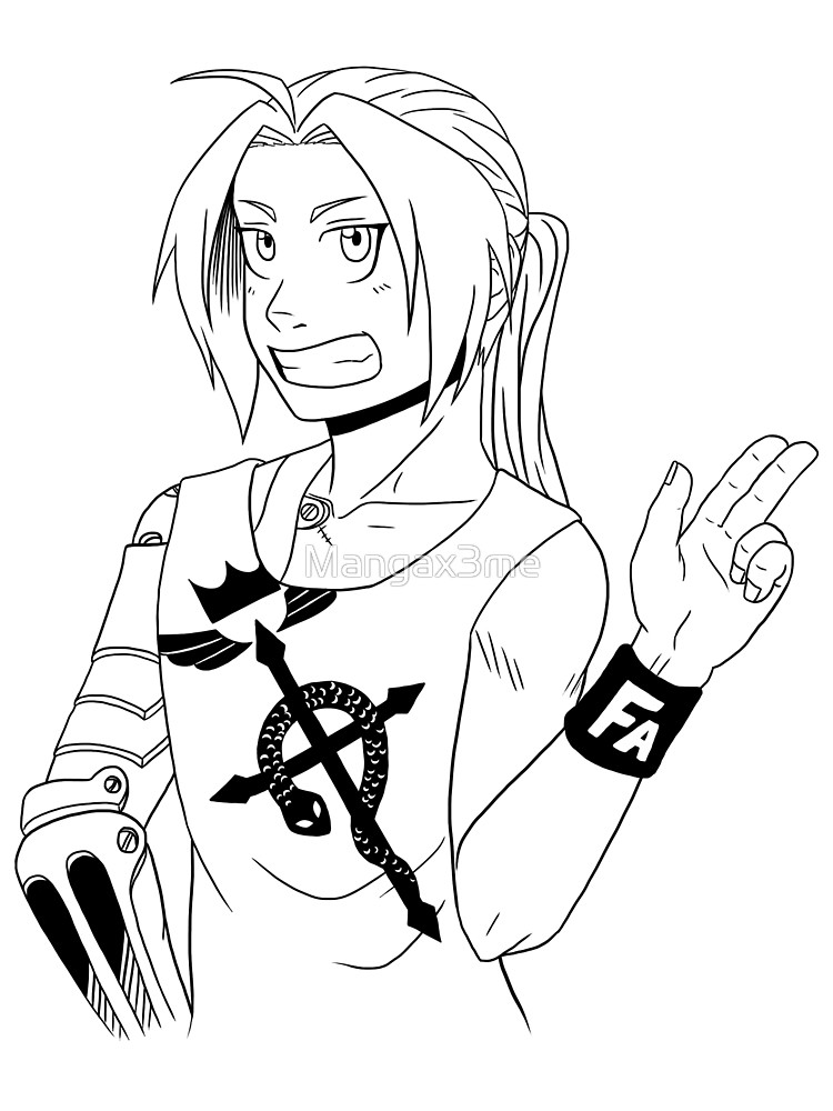 750x1000 edward elric lineart metal print