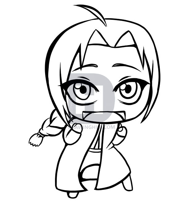 602x676 How To Draw Chibi Edward Elric, Step