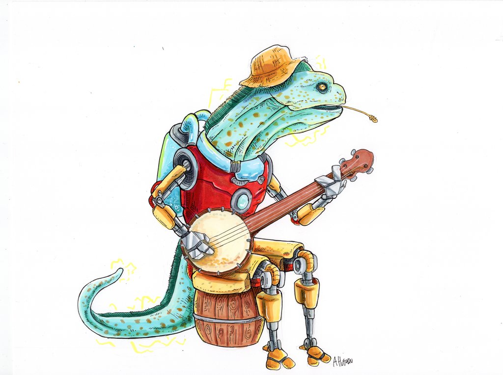 1024x764 Original Drawing Banjo Eel Bagman Studios