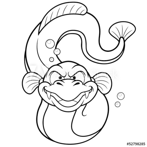 500x500 Vector Illustration Of Electric Eel Cartoon