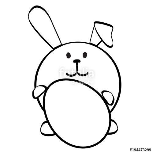 500x499 Cute White Bunny Holding In His Hand Easter Egg Simple Line