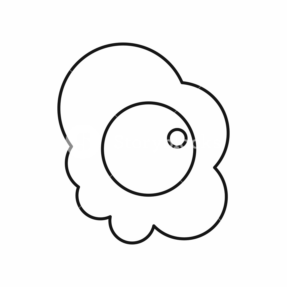 1000x1000 Fried Egg Icon In Outline Style Isolated Illustration Royalty Free
