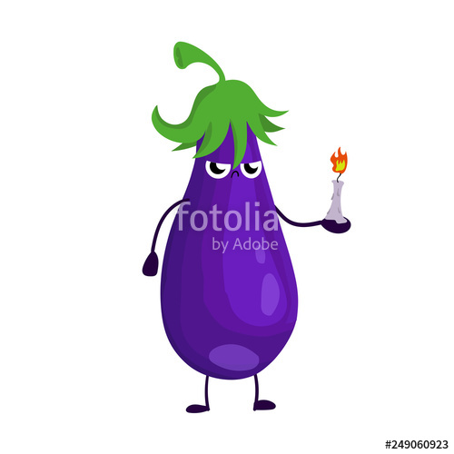 500x500 Funny Happy Eggplant Vegetable Drawing Illustration Isolated