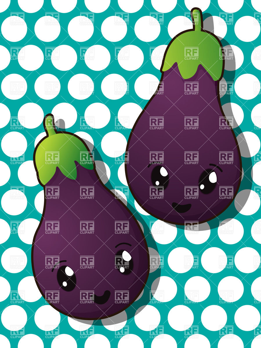 900x1200 kawaii style drawing eggplant vector image of food and beverages