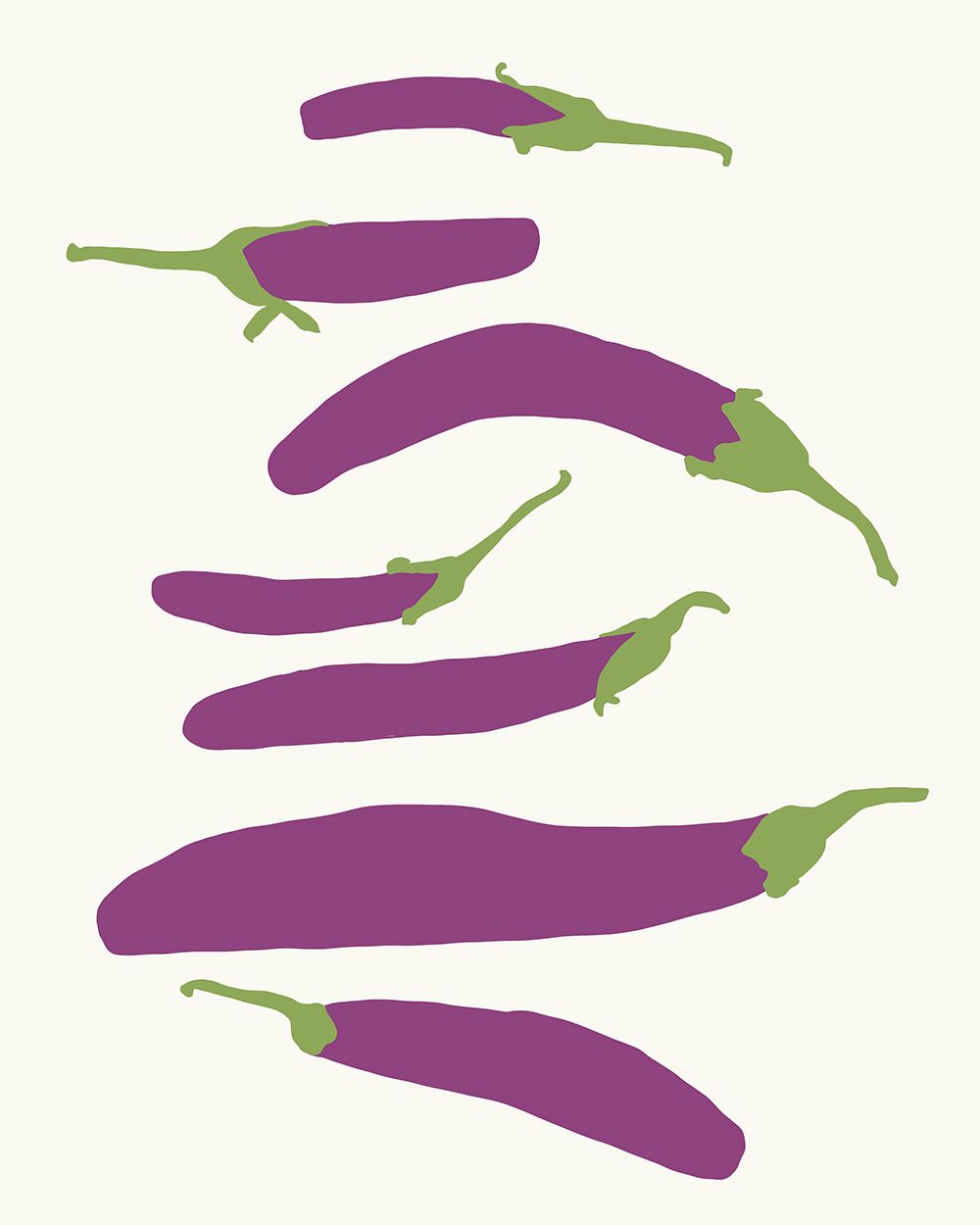 1000x1250 Eggplants Various Sizes Drawing Daily Vegetable Illustration
