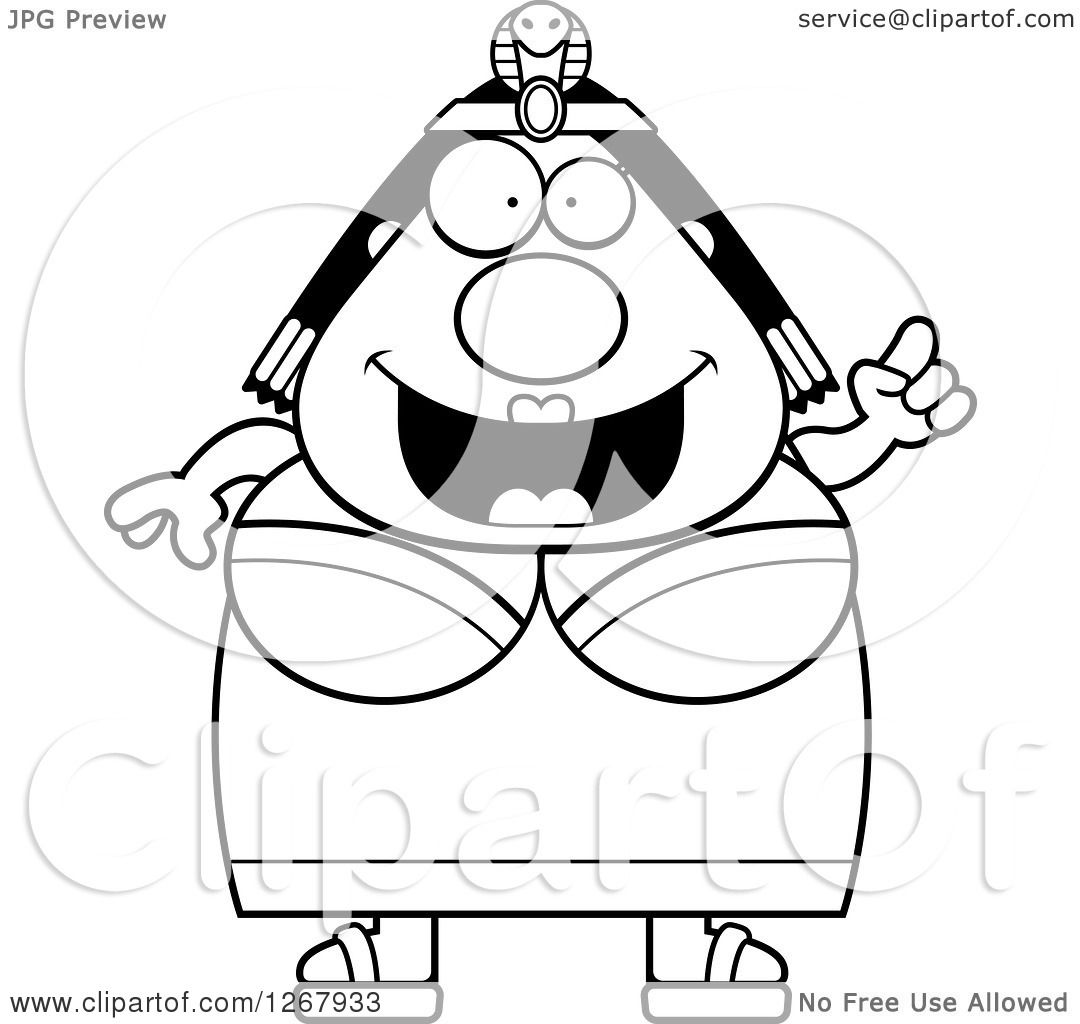 1080x1024 Clipart Of A Black And White Smart Chubby Cleopatra Egyptian