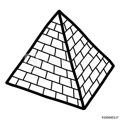 500x500 Pyramid Cartoon Vector And Illustration, Black And White, Hand