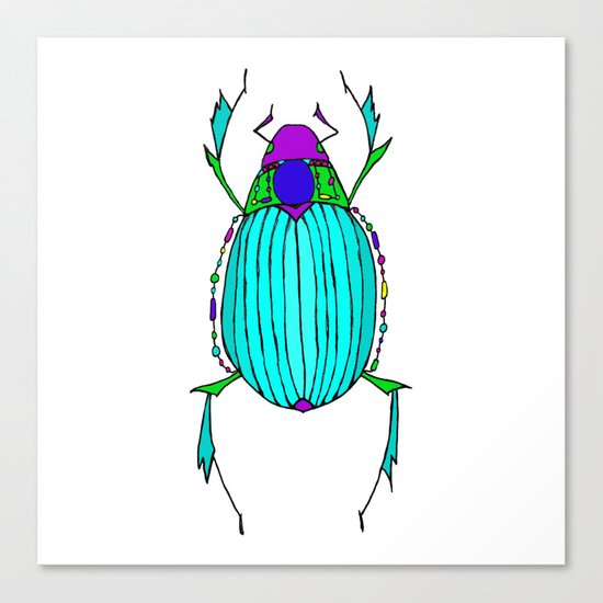 550x550 Egyptian Scarab Beetle Turquoise Canvas Print