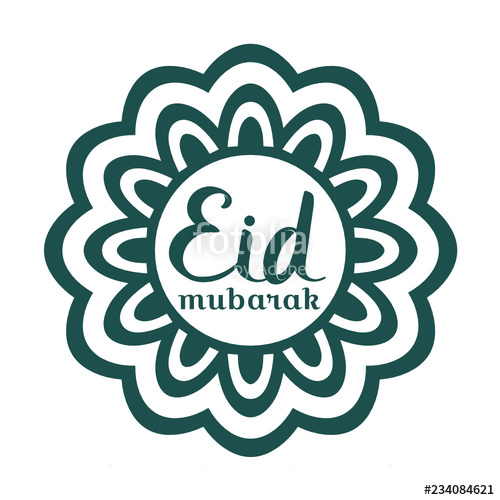 500x500 eid mubarak greeting beautiful lettering hand drawing stock image