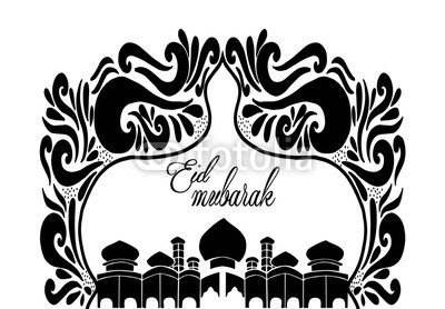 400x278 eid mubarak with mosque, doodle style, hand drawing buy photos