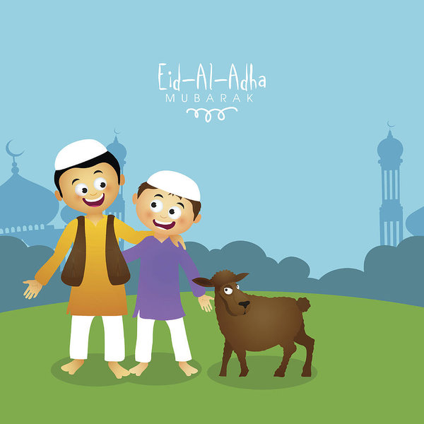 600x600 kids celebrating eid al adha mubarak art print
