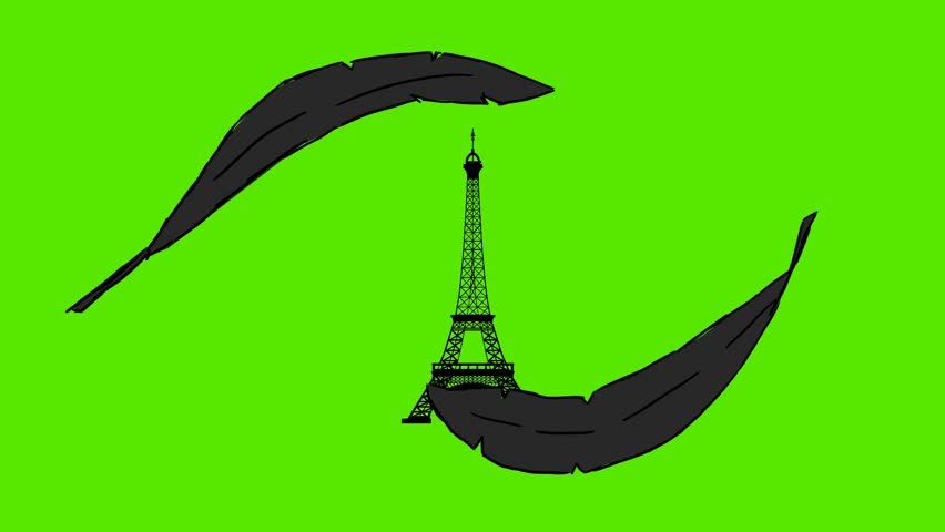 852x480 Hand Drawn Eiffel Tower Stock Video Footage