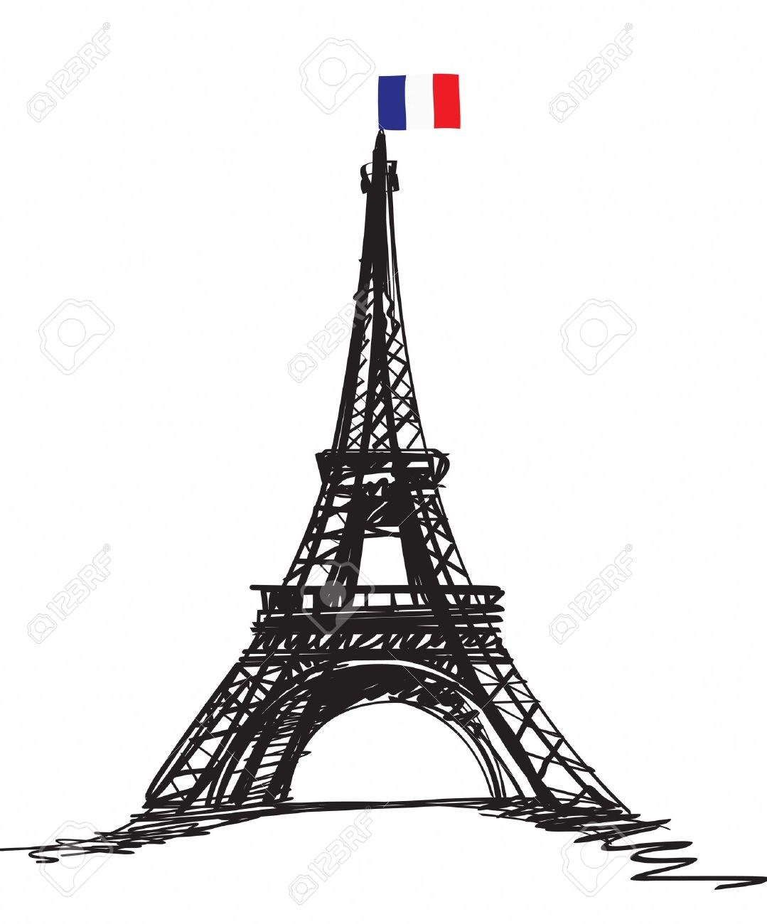 Eiffel Tower Cartoon Drawing