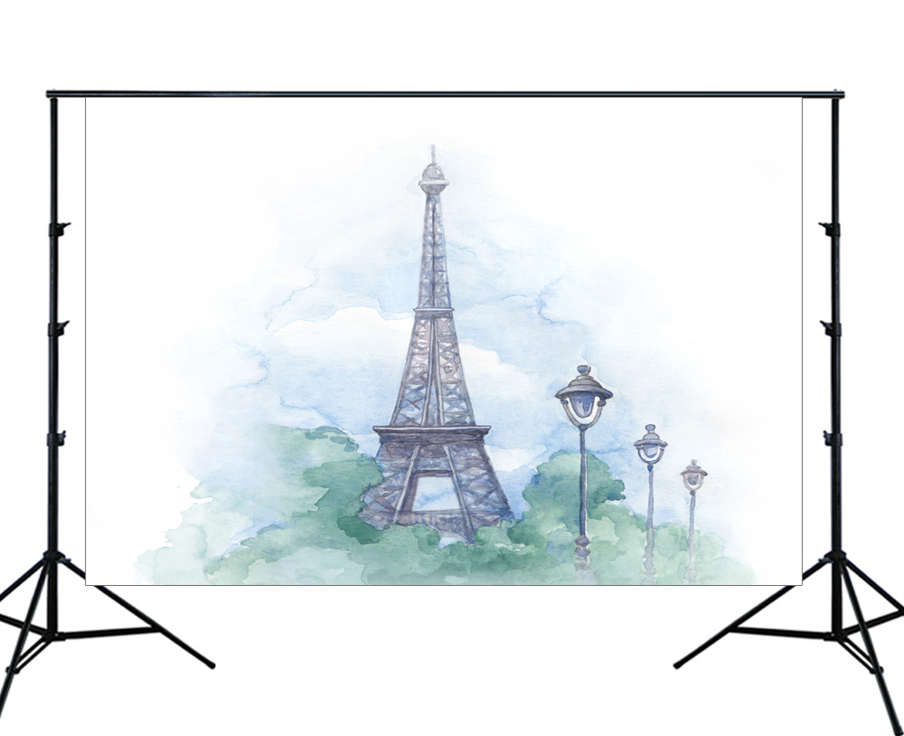 1000x814 Cartoon Eiffel Tower Background Simple White Newborn Vinyl