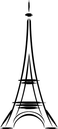 205x450 Vector Drawing Of Eiffel Tower On White Background Royalty Free