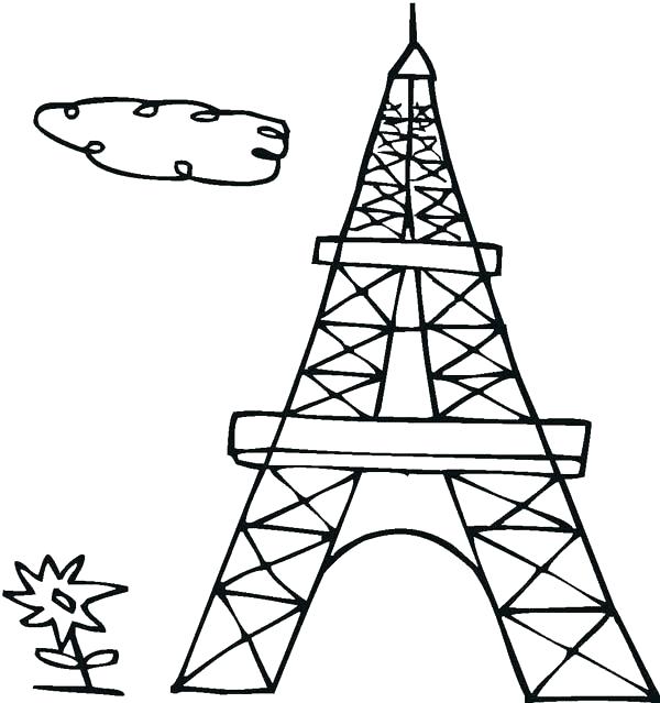 600x639 Eiffel Tower Coloring Sheet Drawing French Tower Coloring