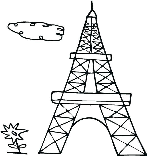 600x639 Eiffel Tower Colouring Sheets Tower Coloring