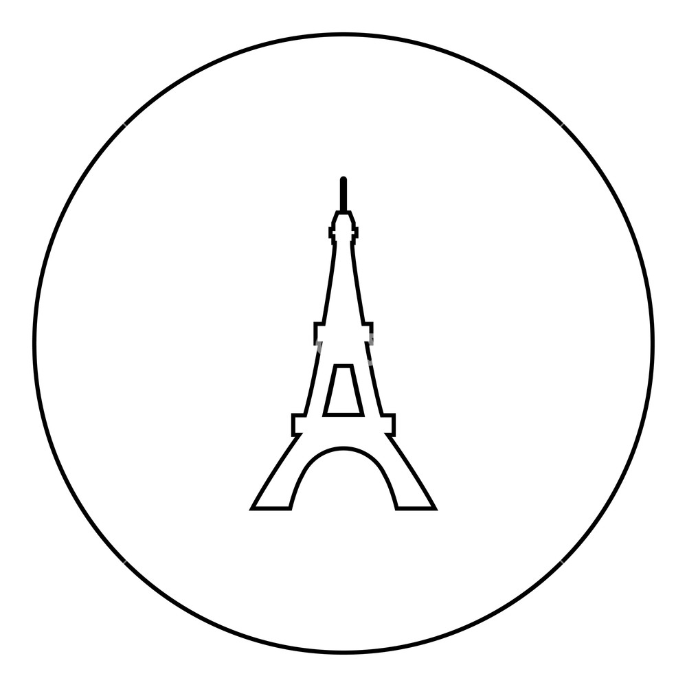 1000x1000 Eiffel Tower Icon Black Color In Circle Outline Vector